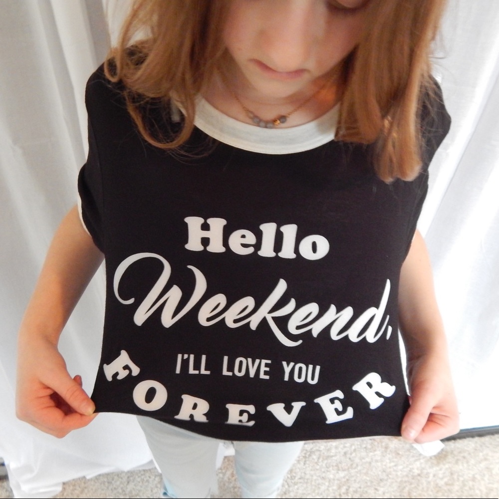 “Hello Weekend” Black Ringer Tee - Picture 2 of 2